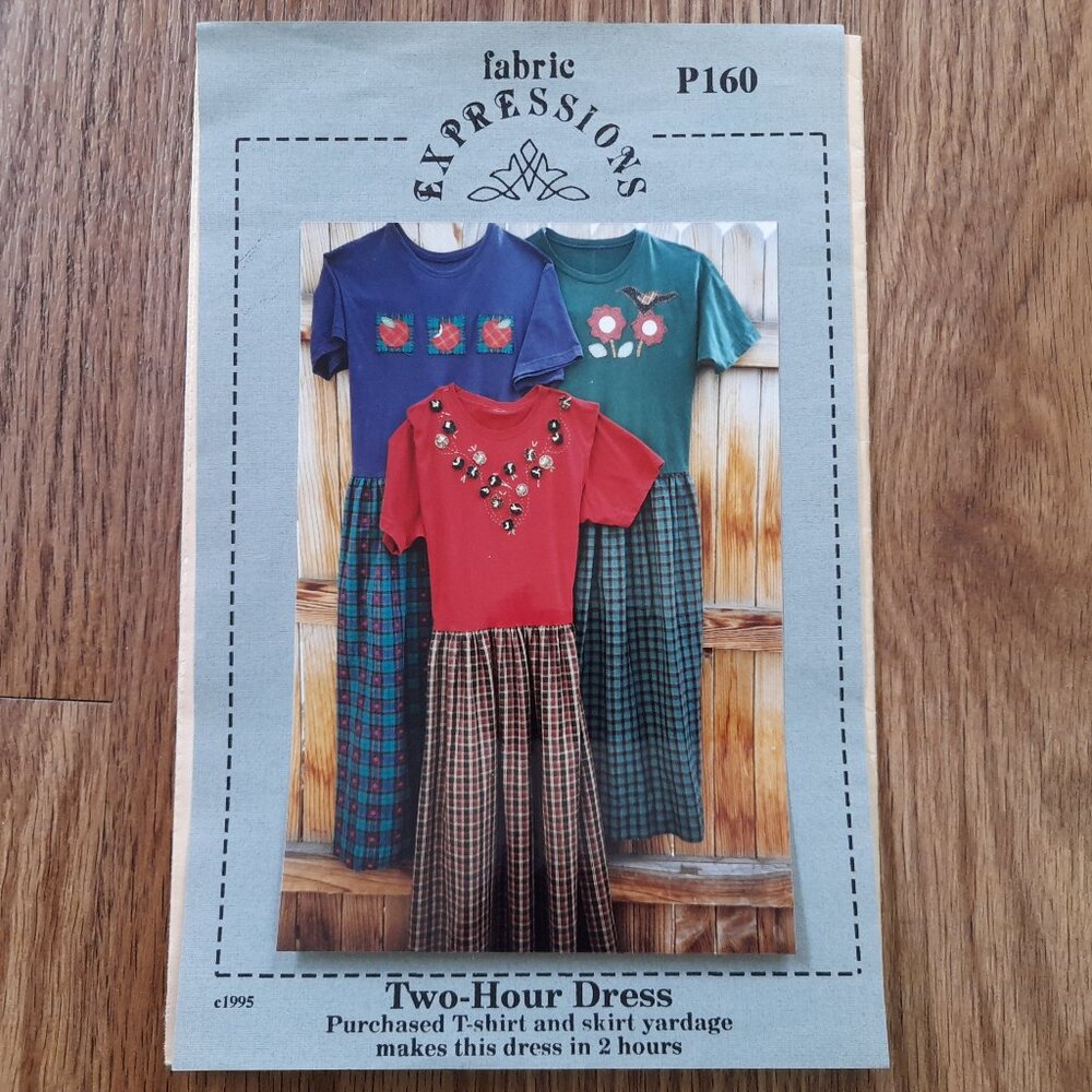 Vintage 90s Two Hour Dress Sewing Pattern Apple Crow Applique T-Shirt Repurpose